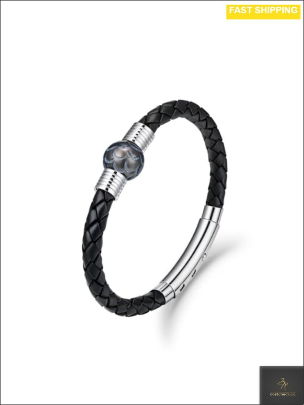 12-13mm Hand-Carved Tahitian Pearl Braided Genuine Leather Bracelet Men
